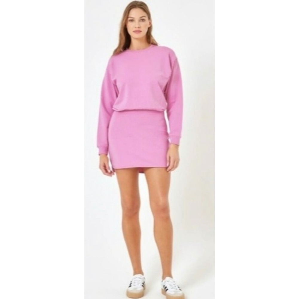 L*Space for Anthropologie Pink French Terry Blouson Mini Dress XL NWT